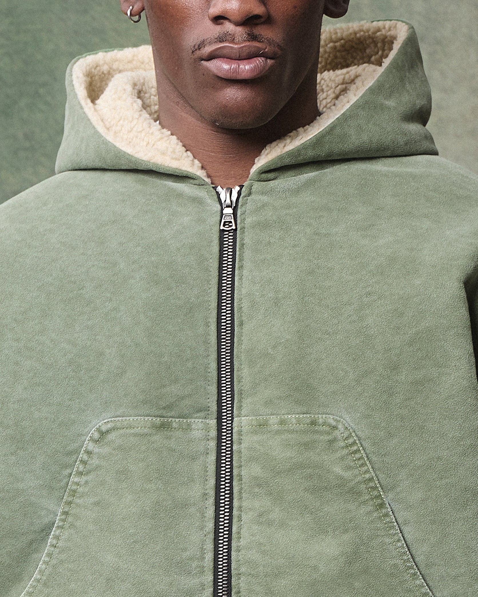 MOLESKIN ANGLER HOODED JACKET - MOSS GRAY - Image 3