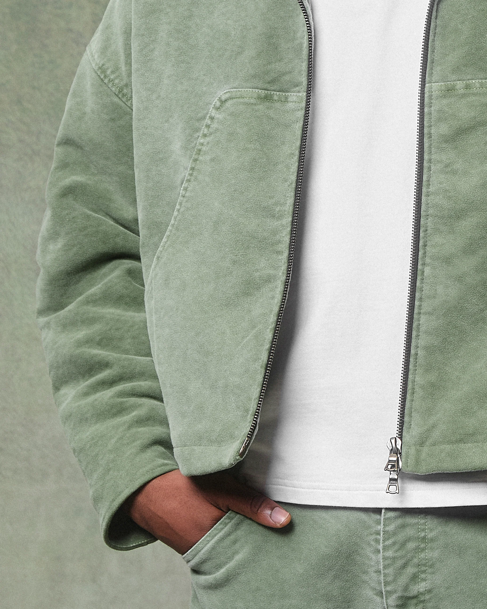 MOLESKIN ANGLER HOODED JACKET - MOSS GRAY - Image 9