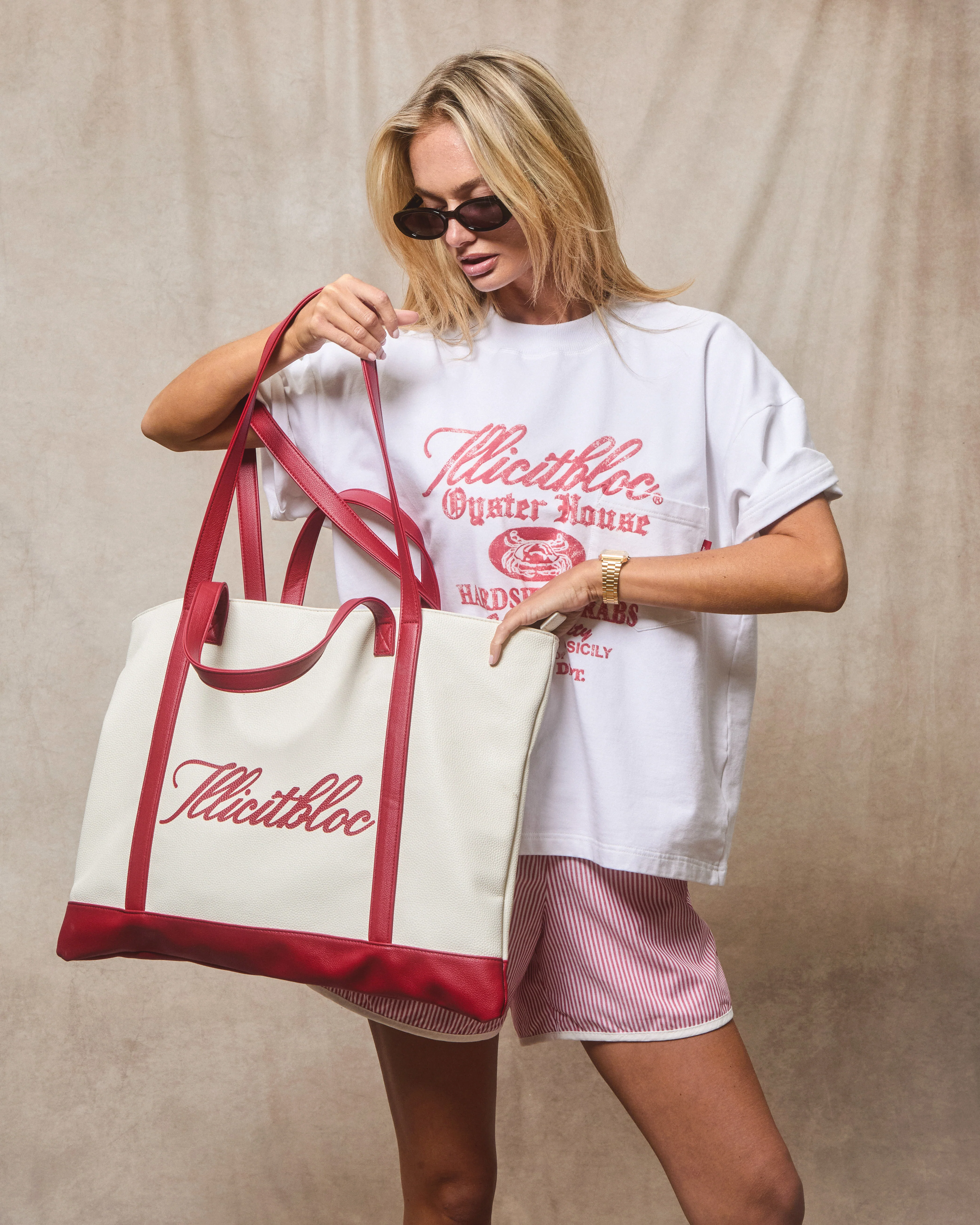 BOWLING TOTE BAG - RED/CREAM - Image 7