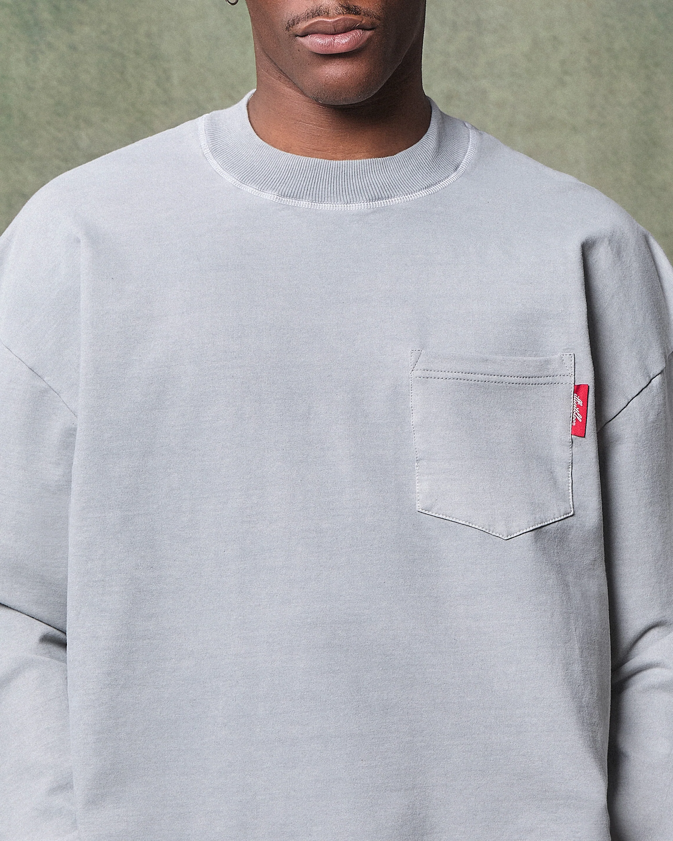 CLASSIC CLOUDWEAVE™ POCKET LONG SLEEVE T-SHIRT - POWDER GREY - Image 3
