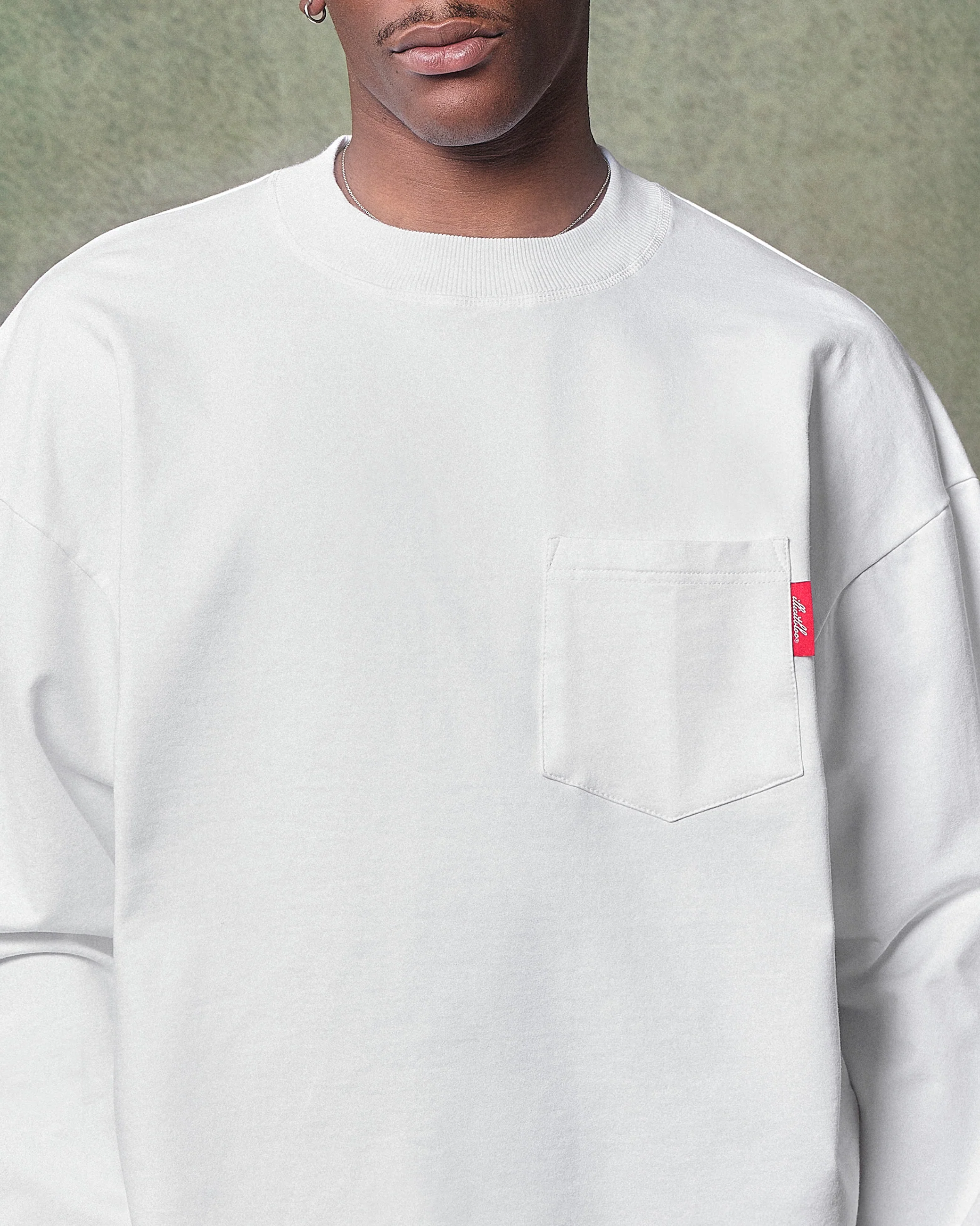 CLASSIC CLOUDWEAVE™ POCKET LONG SLEEVE T-SHIRT - WHITE - Image 3