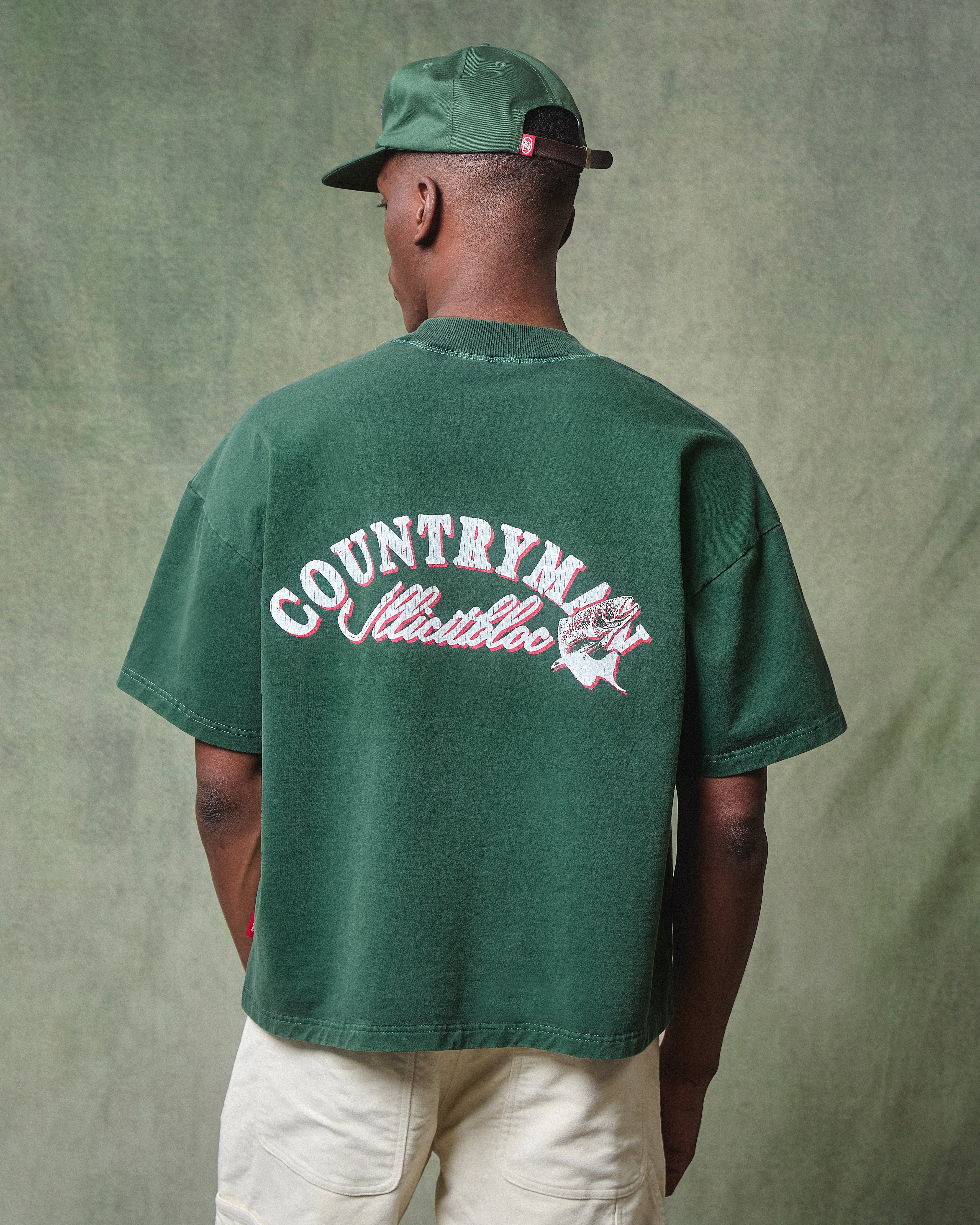 HOOKED CLOUDWEAVE™ T-SHIRT - HUNTER GREEN - Image 3