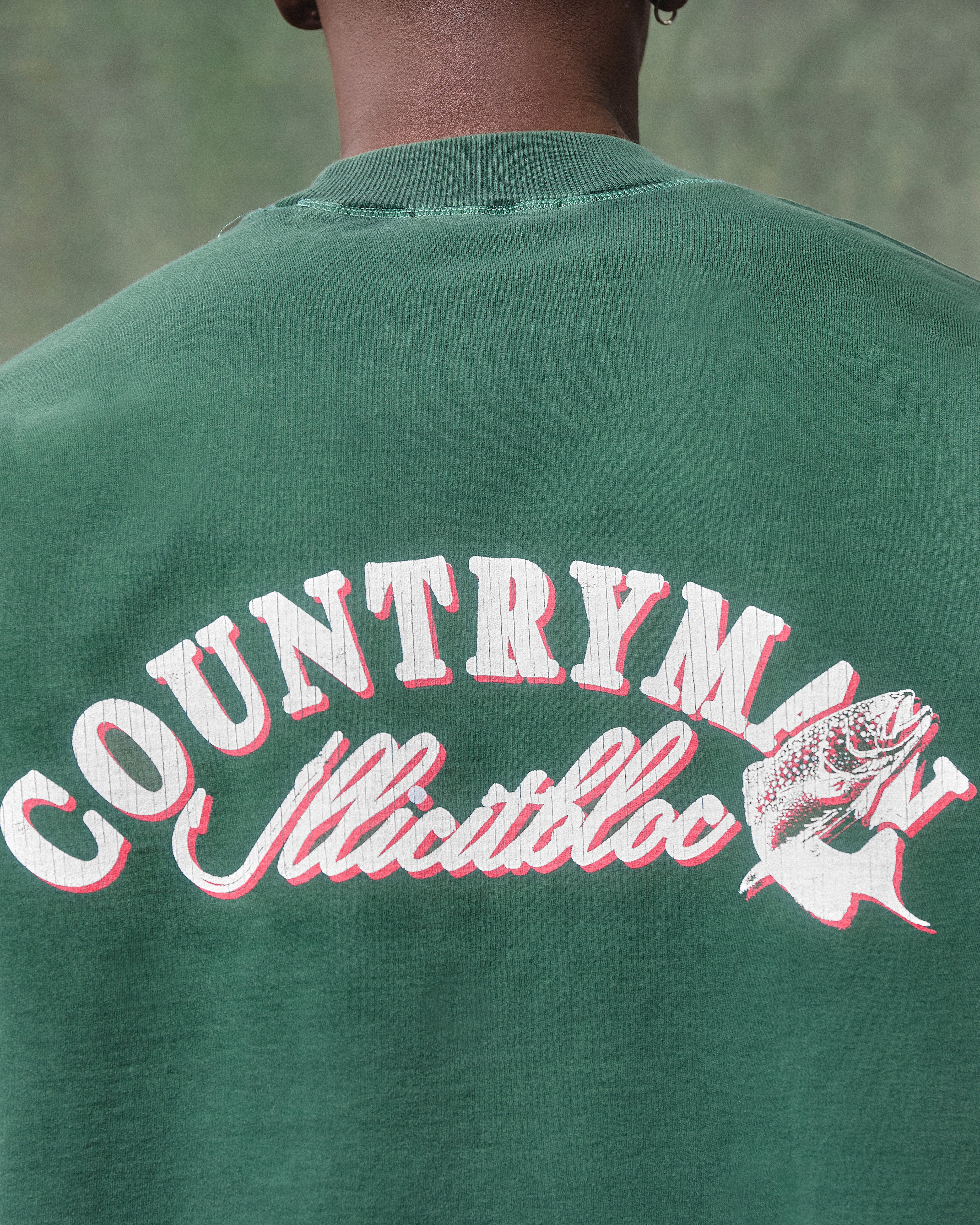 HOOKED CLOUDWEAVE™ T-SHIRT - HUNTER GREEN - Image 4