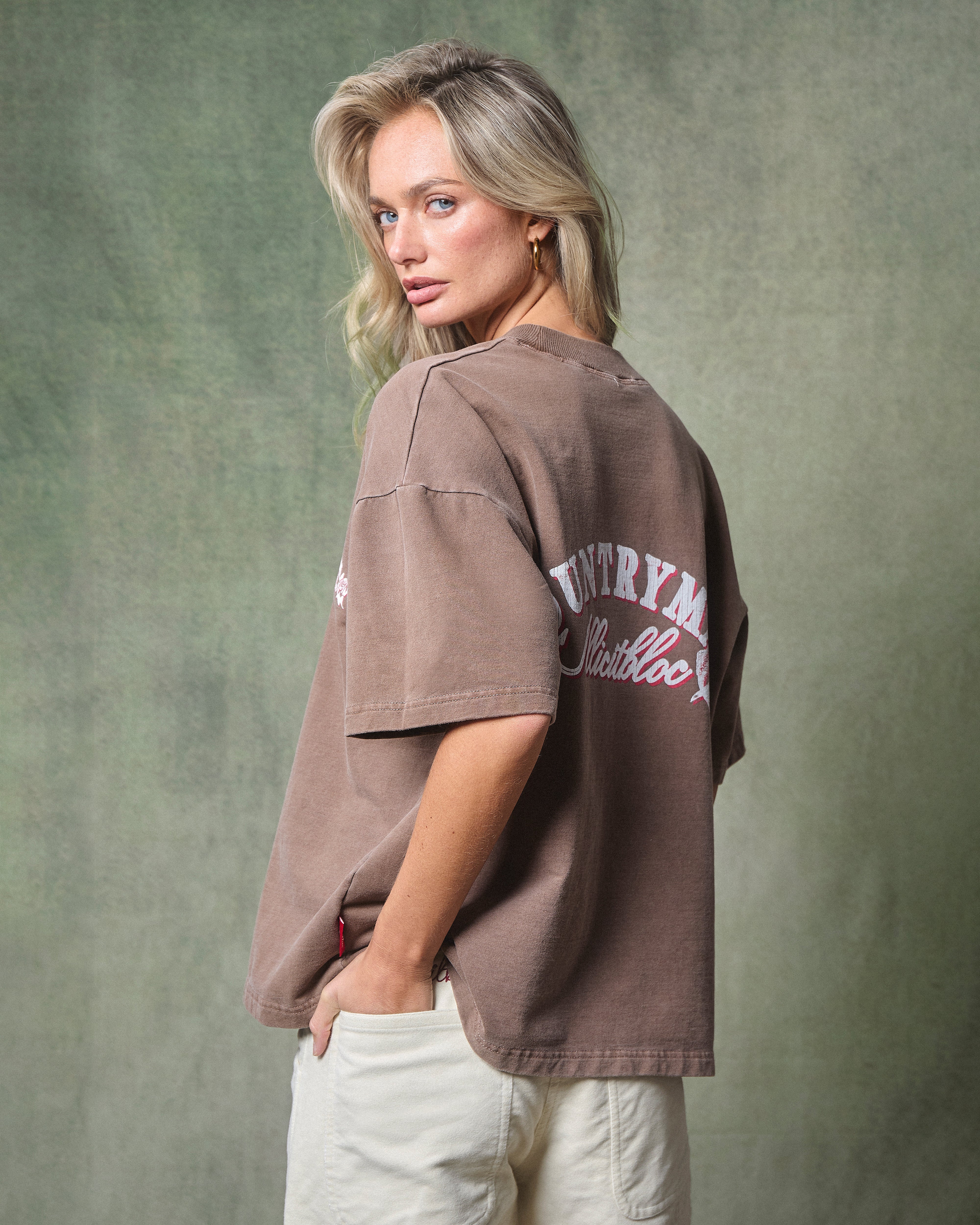 HOOKED CLOUDWEAVE™ T-SHIRT - WASHED BROWN - Image 6