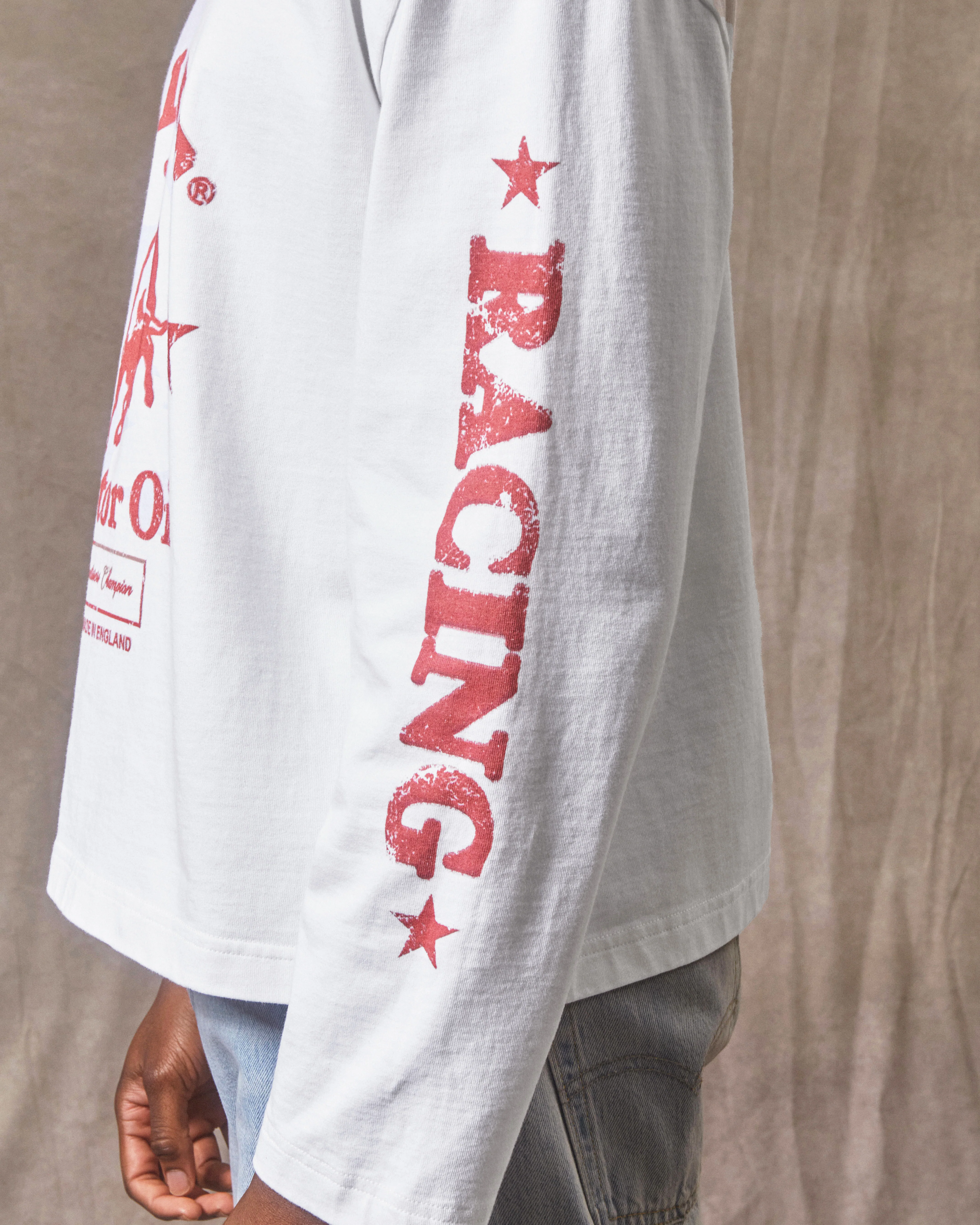 MOTOR OIL CLOUDWEAVE™ LONG SLEEVE T-SHIRT - WHITE - Image 4