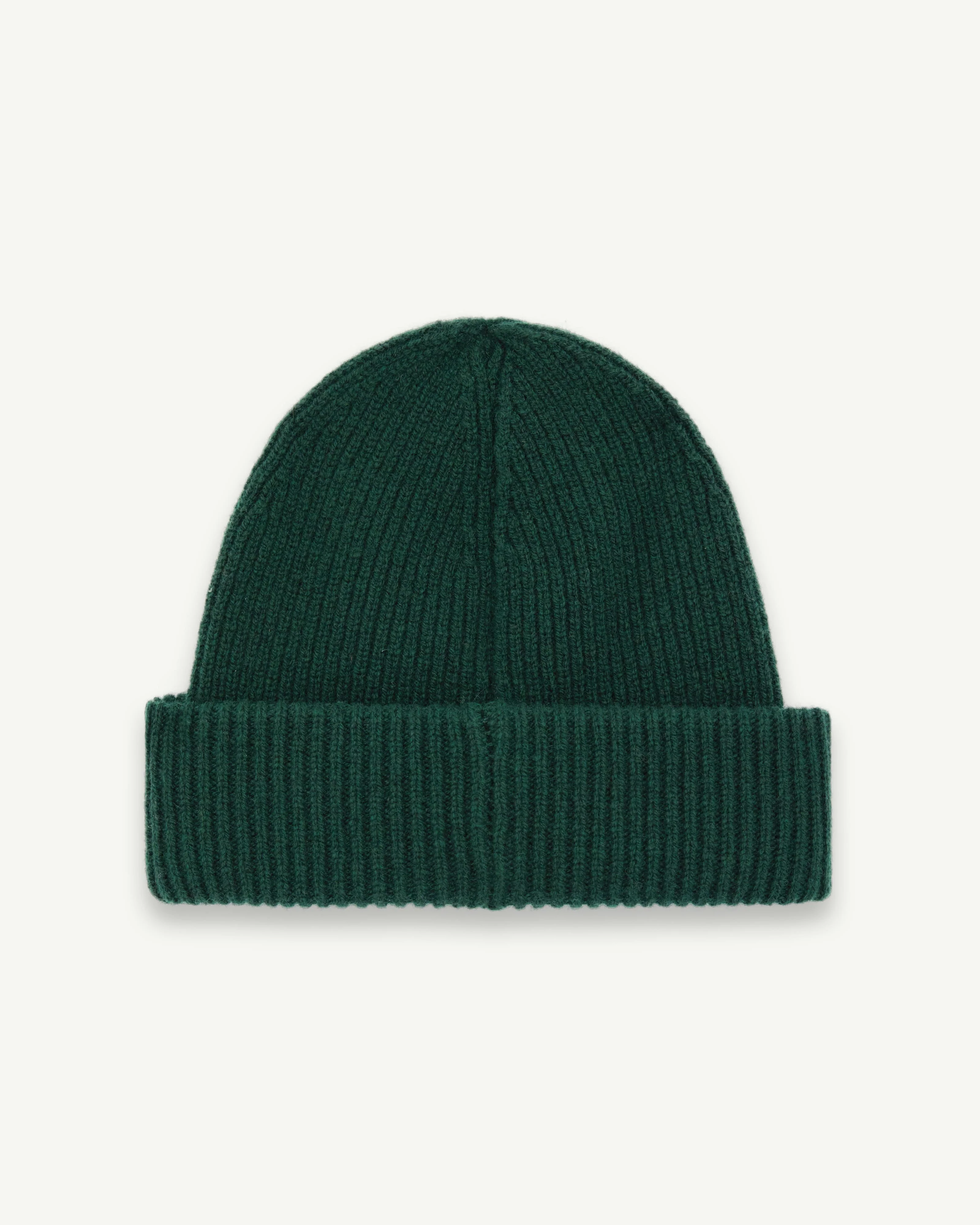 PATCHWORK LAMBSWOOL BEANIE - HUNTER GREEN - Image 4