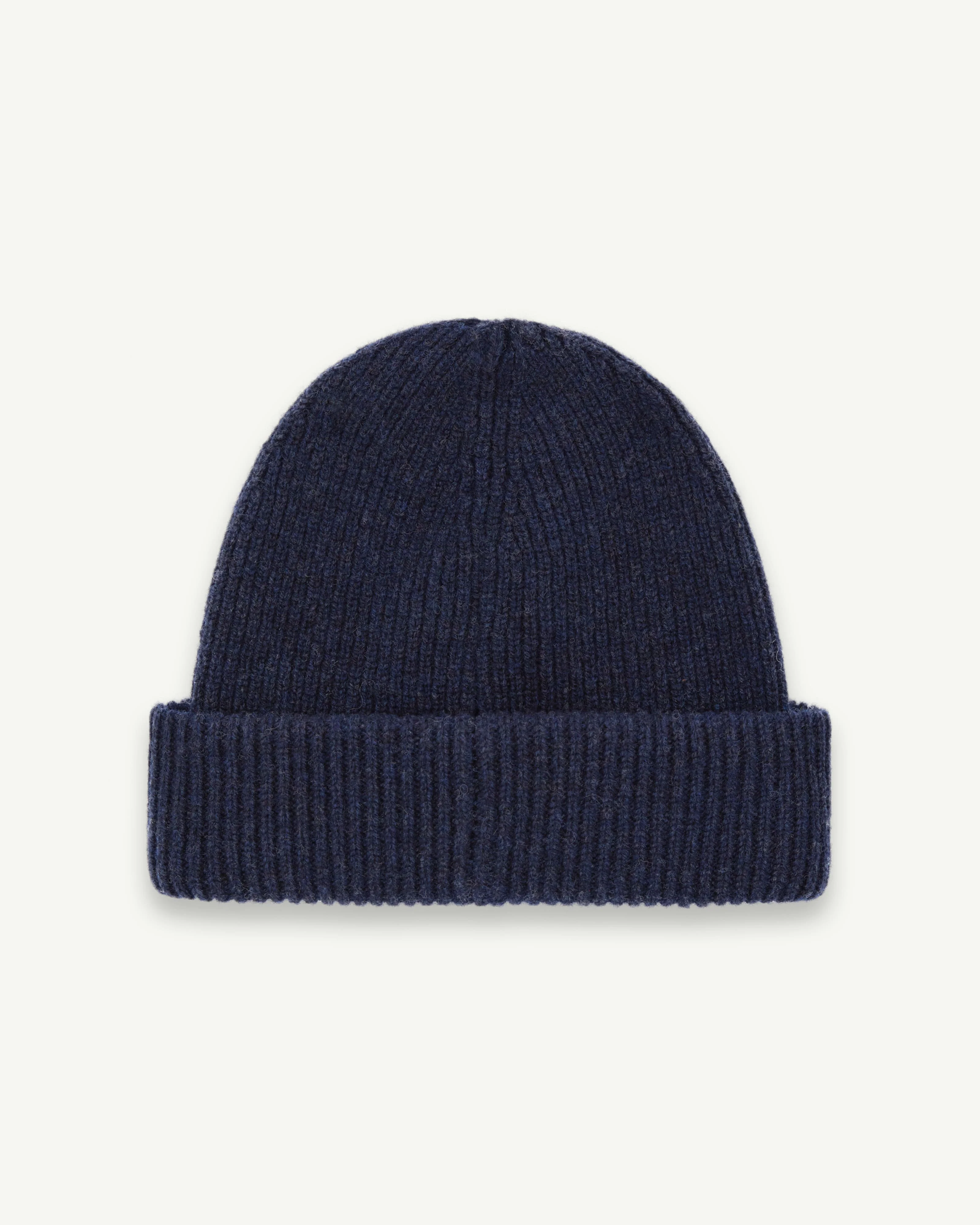 PATCHWORK LAMBSWOOL BEANIE - NAVY - Image 4