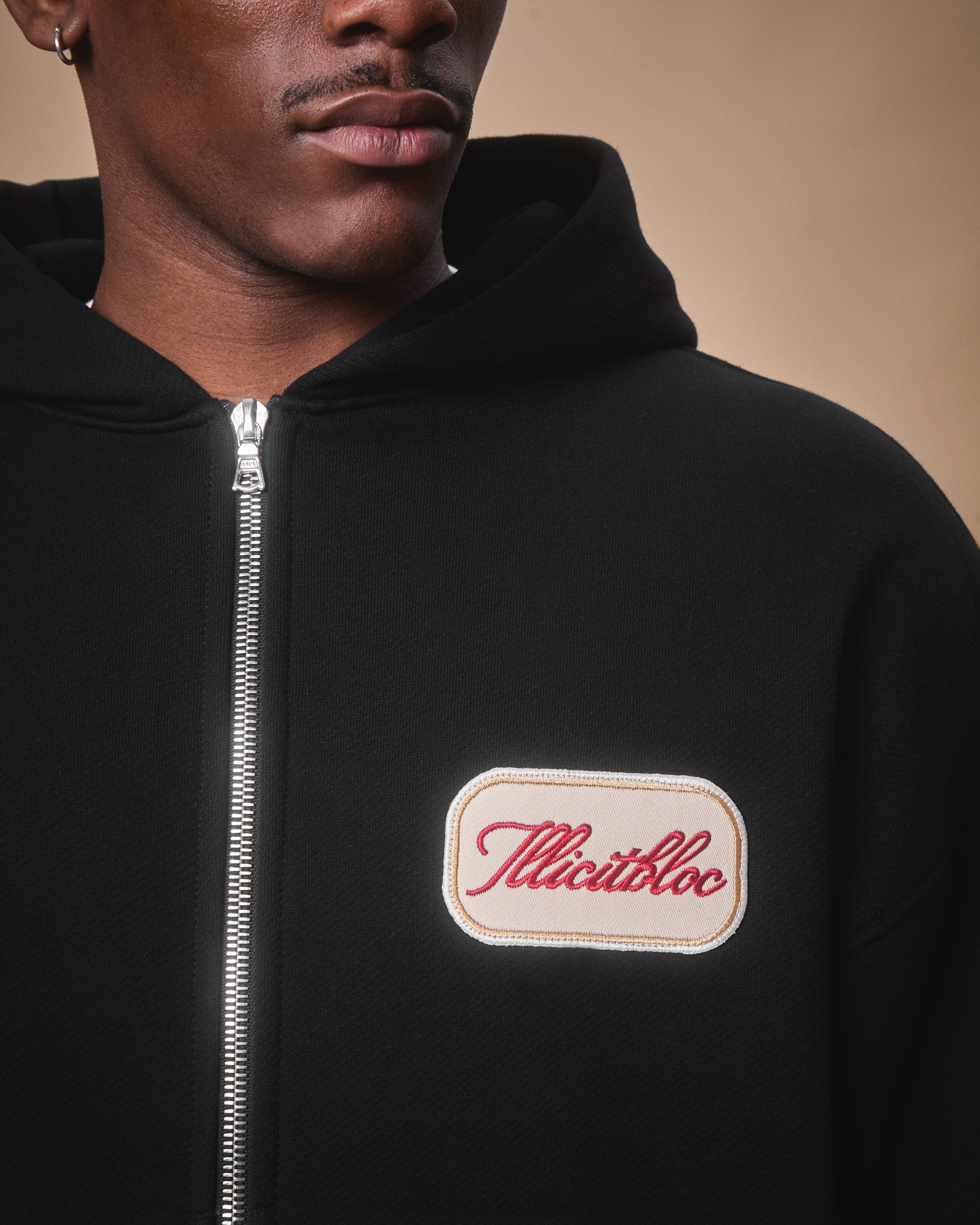 PATCHWORK TITANWEAVE™ ZIP HOODIE - BLACK - Image 3