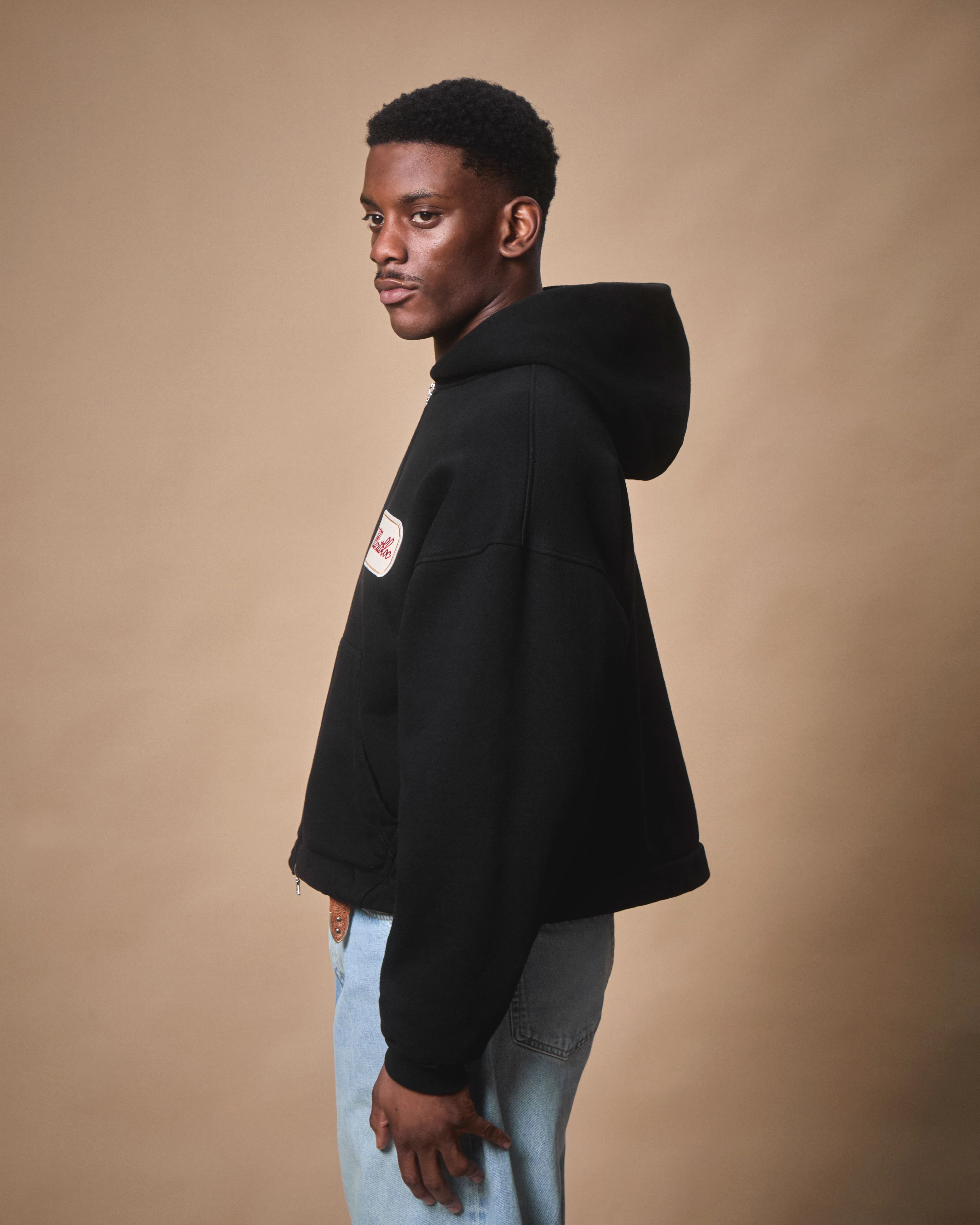 PATCHWORK TITANWEAVE™ ZIP HOODIE - BLACK - Image 5