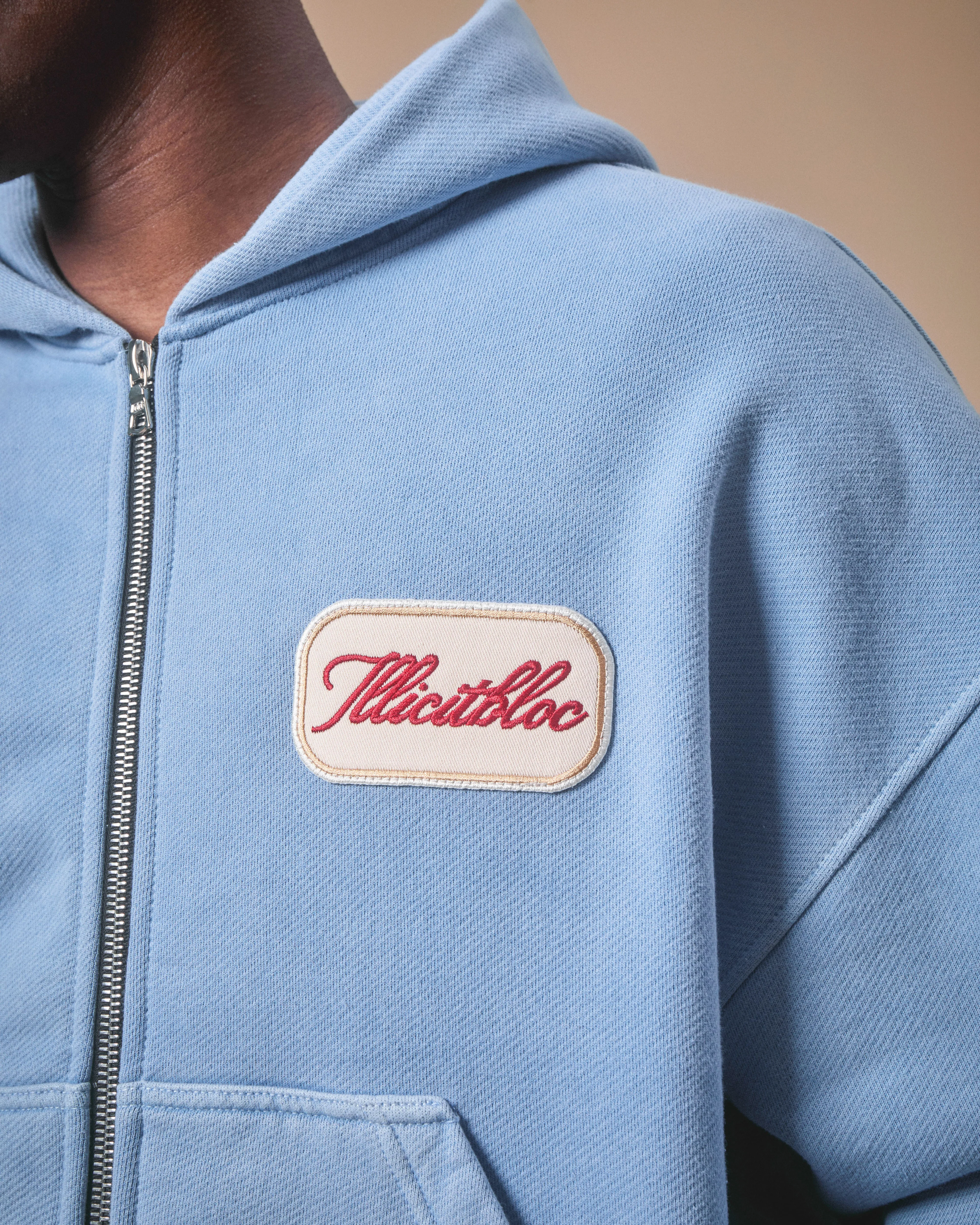 PATCHWORK TITANWEAVE™ ZIP HOODIE - POWDER BLUE - Image 3