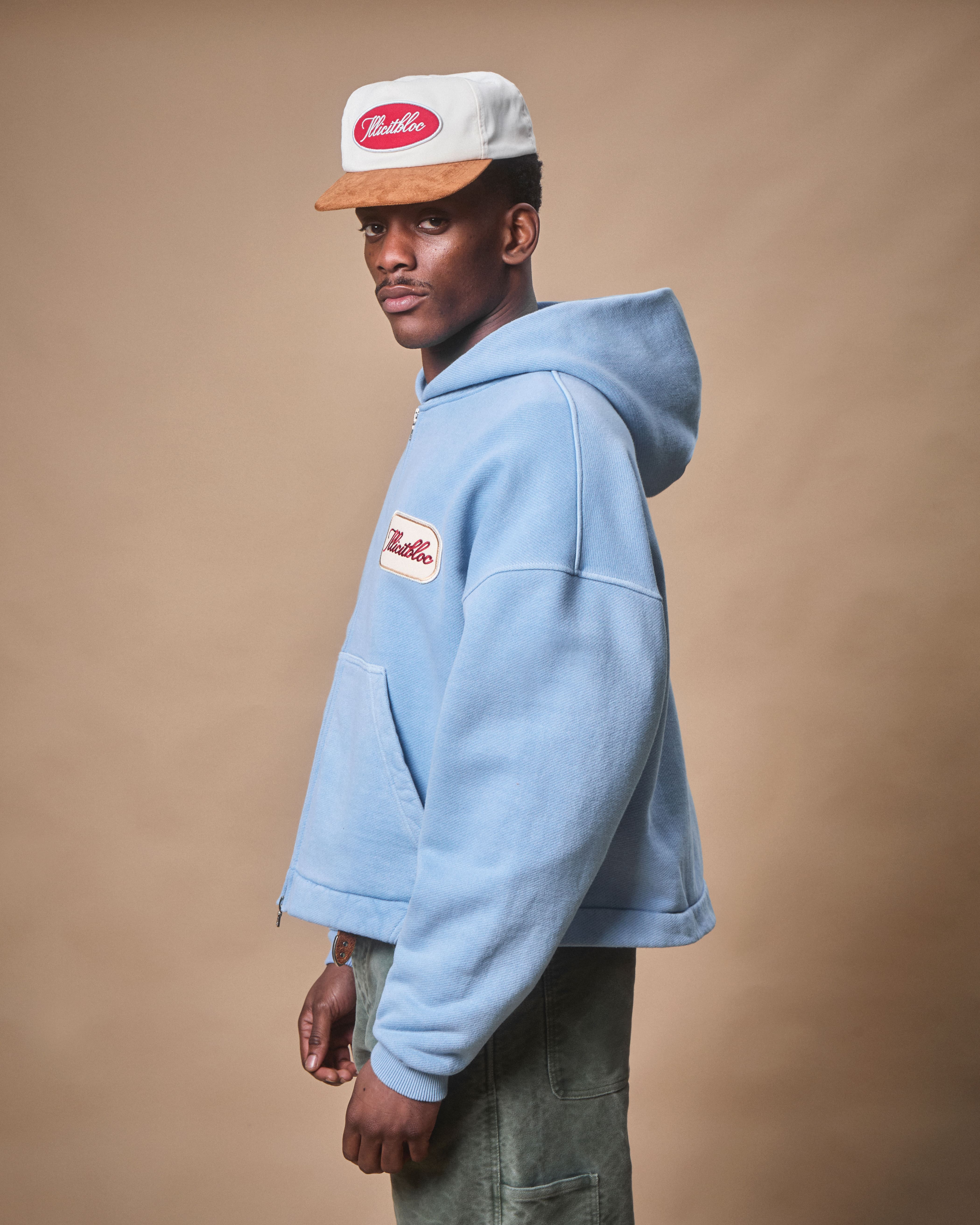 PATCHWORK TITANWEAVE™ ZIP HOODIE - POWDER BLUE - Image 4