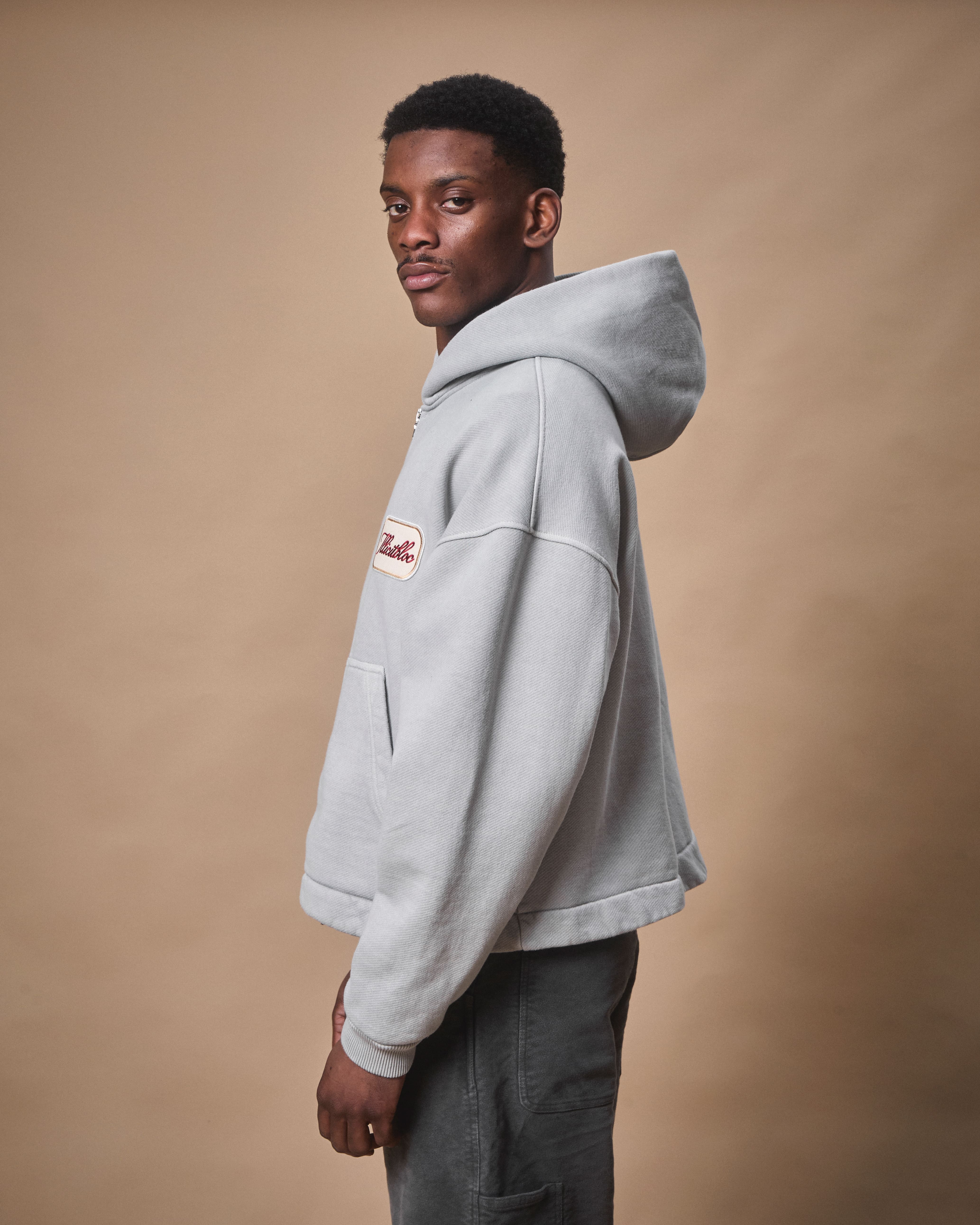 PATCHWORK TITANWEAVE™ ZIP HOODIE - POWDER GREY - Image 4
