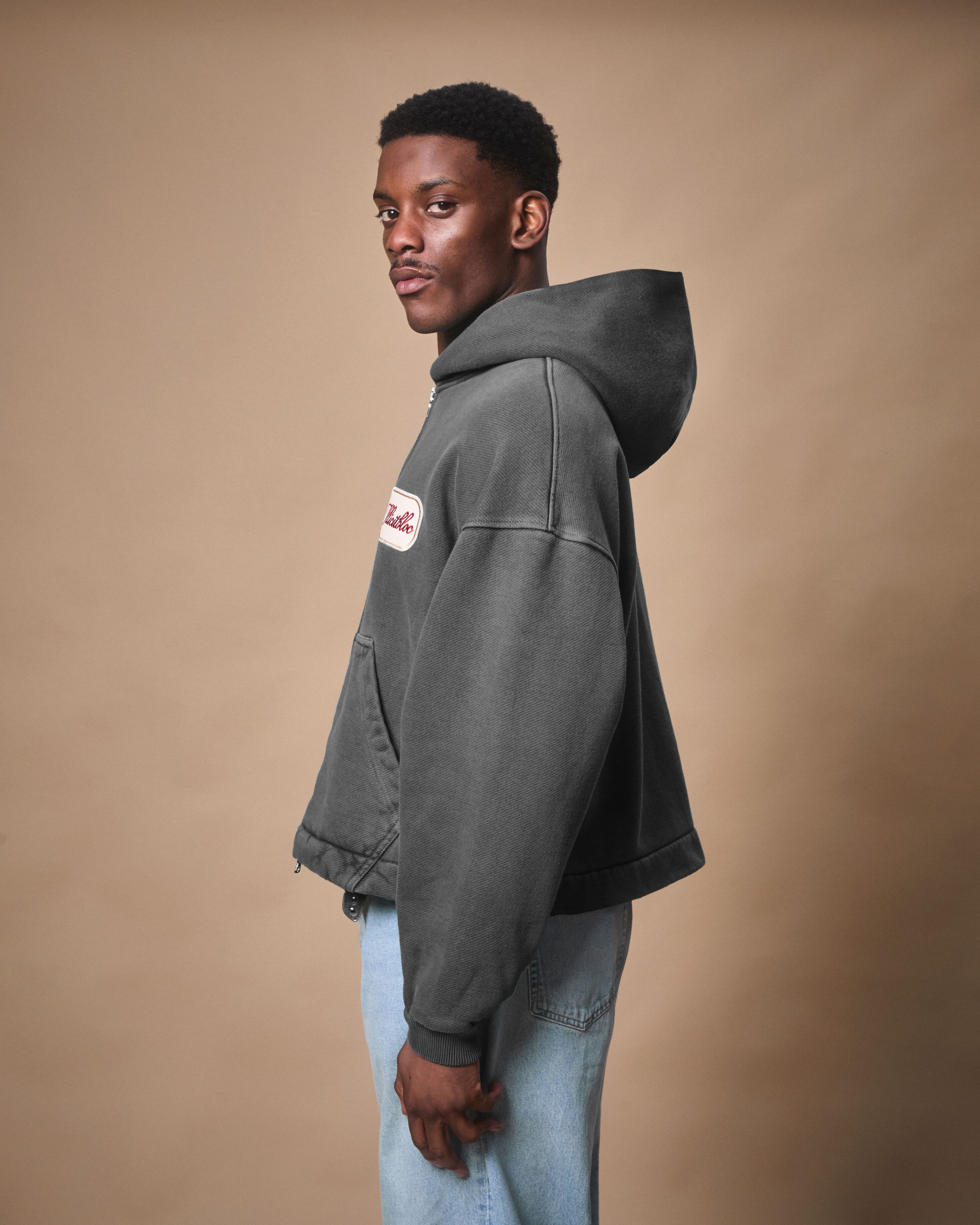 PATCHWORK TITANWEAVE™ ZIP HOODIE - WASHED BLACK - Image 5