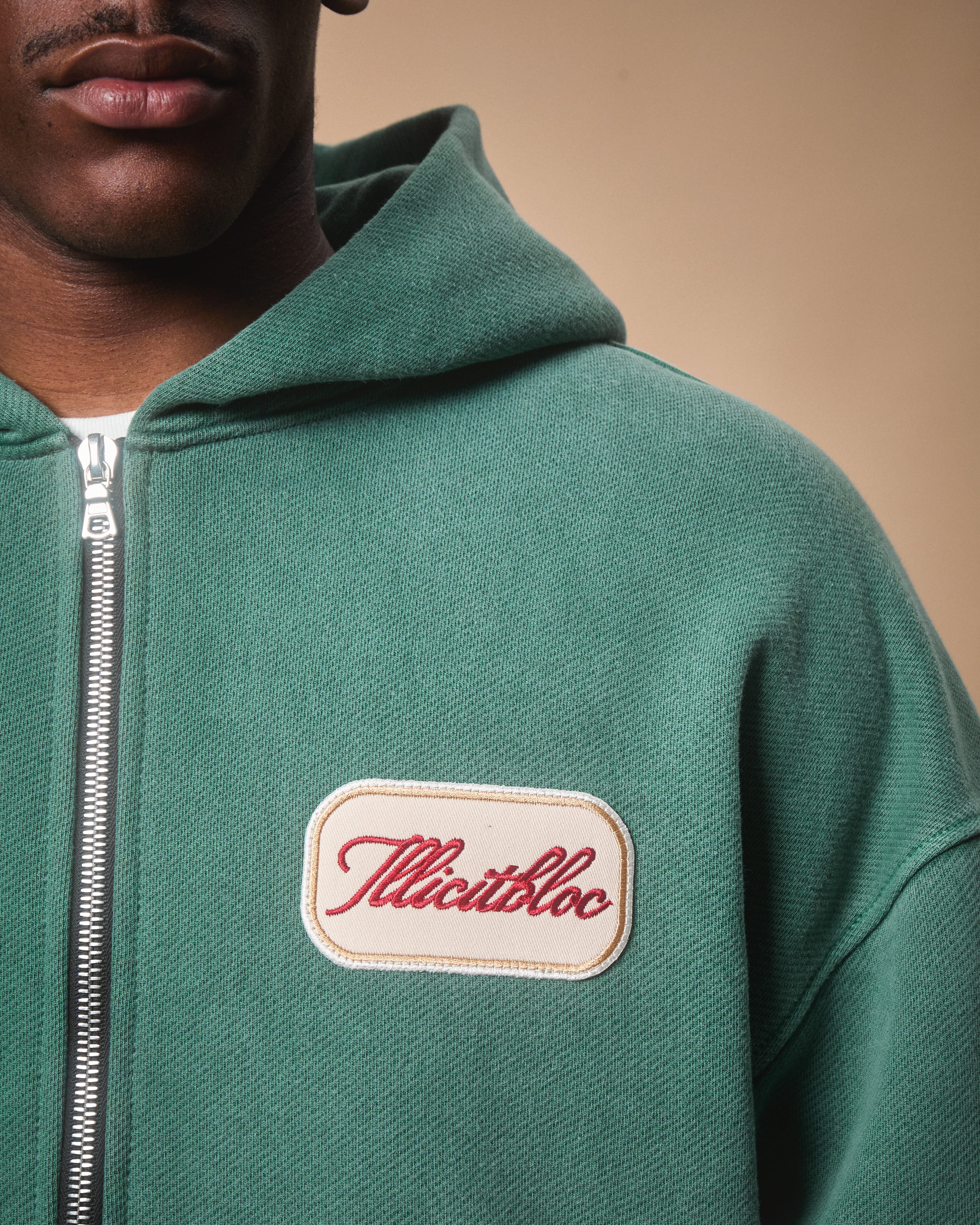 PATCHWORK TITANWEAVE™ ZIP HOODIE - WASHED GREEN - Image 3