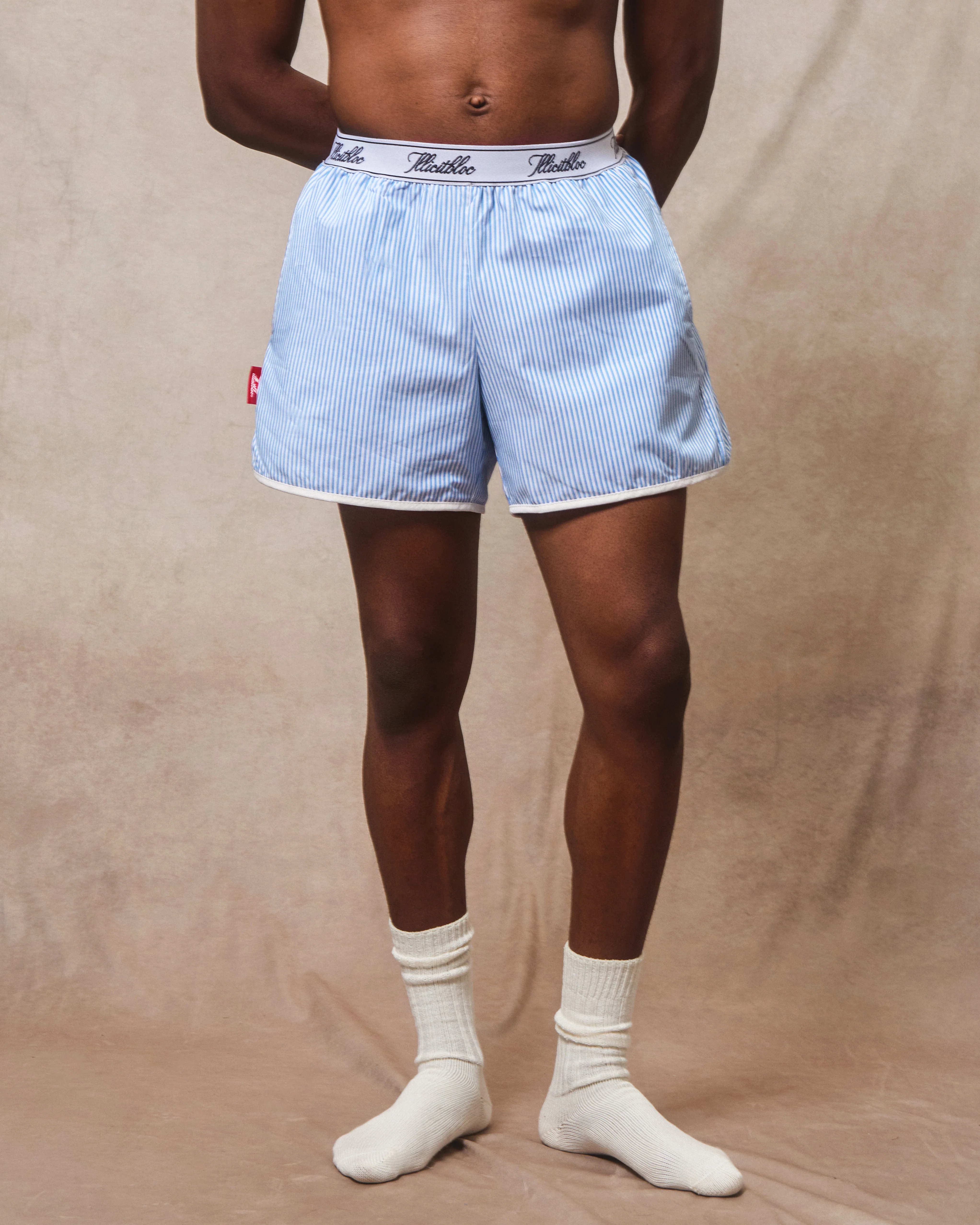 POPLIN SPORTS SHORTS - BLUE/WHITE - Image 3