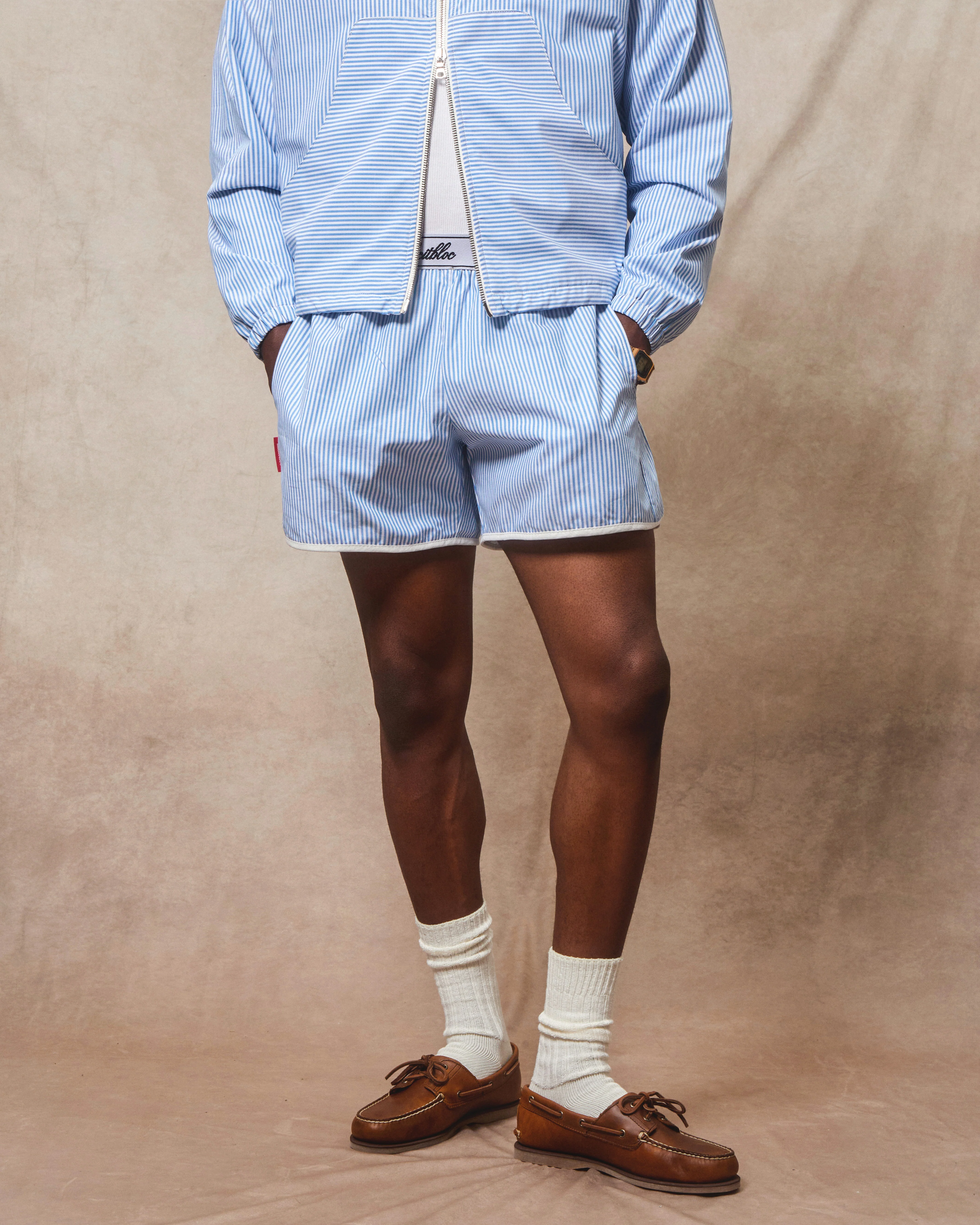 POPLIN SPORTS SHORTS - BLUE/WHITE - Image 7