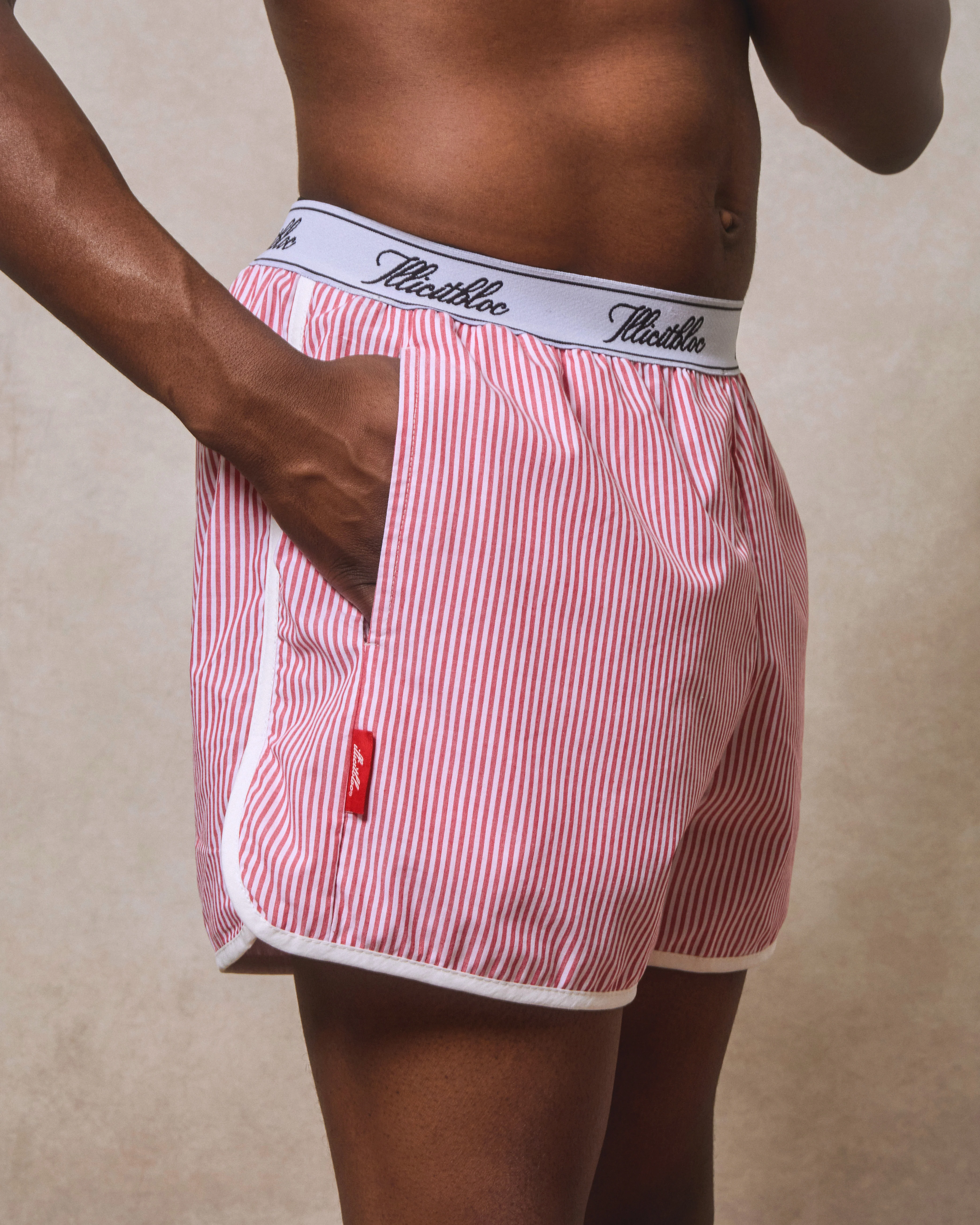 POPLIN SPORTS SHORTS - RED/WHITE - Image 6